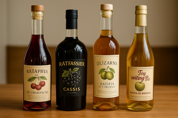 Rataphia de Champagne (צרפת), Ratfassier Cassis (צרפת), Olizarna Ratafia de Ciruela (ספרד), Toy Seiting Bo Ratafia de Manzana (ספרד).
